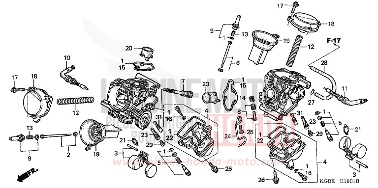 CARBURATEUR (PIECES CONSTITUTIVES) (VT125C1/3) (VT125C21) de Shadow VT125C ELEGANT BEIGE METALLIC (YR217) 2003